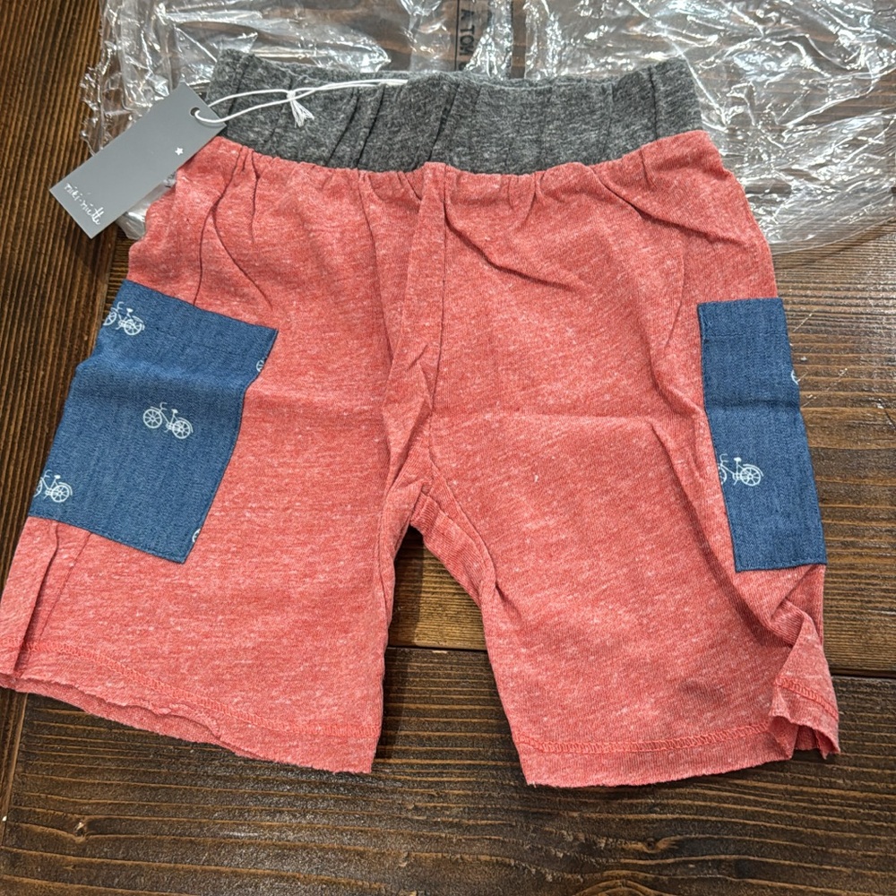 Gray and Red Kids Shorts with Bicycle Print by Cat & Jack